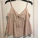 O'Neill Pink and white stripped tank top with bow detail size medium O’Niell Photo 0