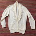 80s VINTAGE HUNTINGTON RIDGE WESTERN CREAM KNIT FRINGE CARDIGAN White Size M Photo 1