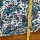 Terra & Sky  Women's Plus Square Neck Peasant Cotton Paisley White Blue Top 4X Photo 6