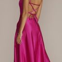 David's Bridal Pink spaghetti strap prom dress with pockets Photo 0