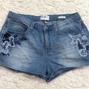 William Rast  Perfect Floral Embroidered Denim Shorts Blue 29 Juniors Photo 0