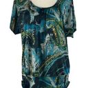 AB Studio  X-Large Top Paisley Abstract Dolman Sleeve Scoop Neck Cut-Out Stretch Photo 0