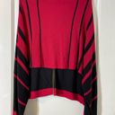 Chico's Chico’s Red Black Striped Button Down Poncho Ruana Size Small Photo 2