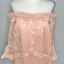 Foxiedox New  Embroidered 3/4 Sleeve Off The Shoulder Dress Blush Pink Photo 4