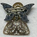 Filagree Silver Gold Color Angel Jewelry Pin Brooch Halo Faux Pearl Bow Wings Photo 2