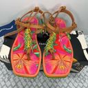 Farm Rio  Floral Pietra Black Banana Beaded Flat Sandals, size 9, EU 40 Photo 2