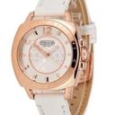 Coach  14501601 Slim Boyfriend Rose Gold White Leather Watch Authentic Photo 0