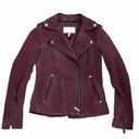 BCBGeneration  Burgundy 100% Suede Fitted Steampunk Biker Moto Jacket size XS Photo 4