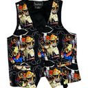 Nicole Miller Vintage  Printed Vest Cowboy Rodeo Western Silk Black Size Large Photo 3