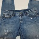 The Loft  Womens Denim Boyfriend Jeans Distressed Light Wash Size 4 Petite Photo 0