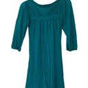 LA Made  Teal Green Blue Cotton V-Neck 3/4 Sleeve Pleated Peasant Tunic Size Small Photo 2