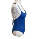 Everlane  Womens The String One Piece Swimsuit Lace Up Low Back Blue Dusk M Photo 2