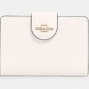 Coach  Leather Bi Fold Card Holder Snap Closure Square Wallet White Photo 0