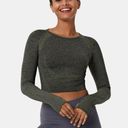 Halara  NEW Seamless Flow Cropped Sports Yoga Top ~ Midnight Green ~ NWT Size M Photo 0