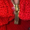 Michael Kors Michael  Chunky Knit Red Zipper Cardigan Sweater Dolman EUC Sz M Photo 11