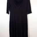 Eileen Fisher  Black Brown Hi Lo Draped Cowl Neck Empire Waist Dress Relaxed Fit Photo 0