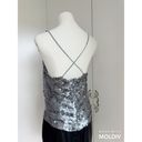 DKNY Y2K  Sik Sequin Tank Top Silver Size Small Disco Party Night out Metallic Photo 3