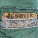 Jansport Vintage 90's  Leather Suede Bottom Backpack- Green Floral Embroidered Photo 1