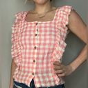 True Craft  Gingham Ruffled Pink Blouse Photo 1