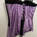 Frederick's of Hollywood Frederick’s of Hollywood Purple & Black Satin Lace Corset top Large Photo 6