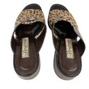 Brighton  Sandals Mules 7.5M Brown Leopard Leather Fabric Silver Photo 6