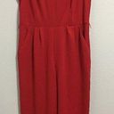 Emma & Michele  V-Neck Mock Wrap Sleeveless Top Tie Waist Red Jumpsuit 10 NO BELT Photo 0