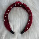 Mulberry  & Grand Red Velvet Pearl Knotted Headband Photo 0