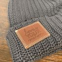 Love Your Melon  Women's Grey One Size Knit Cuffed Brown Patch Pom-Pom Beanie Hat Photo 1