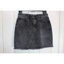 Volcom  Women’s Black High-Rise Raw-Hem Stoned Denim Mini Jean Skirt Size M Photo 2