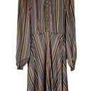 Unique Vintage Rainbow Multicolored Striped Satin Dress XS Extra Small (2) Photo 0