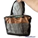 The Sak  Two Way Tote Large Handbag 100% Leather Brown Snake Pattern Photo 13