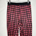 Simply Southern  Pajama Pants Red Black Check Lounge Ruffle Hem Sz M (28x29) Photo 6