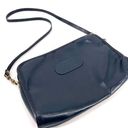 Vintage 70s 80s navy leather handbag shoulder bag purse solid Blue Photo 0