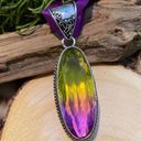 Handmade Bi-Color Tourmaline Green Purple Sterling Silver Pendant Photo 3