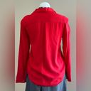 Calvin Klein  Jeans Red Button Down Collar Blouse Metal Buttons 1 Pocket … Photo 6