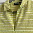 st. john's bay  Women's S Zip Neck Polo Tee Shirt Lime Green White Stripe Preppy Photo 6