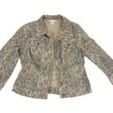 Christopher & Banks Snakeskin Print Jean Jacket Cream Gray Size Medium Photo 4