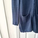 CAbi  Navy Blue Duchess Speckled Confetti Hook Closure Fringe Trim Long Cardigan Photo 4