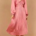 Petal and Pup  Noelle Pink Twist Front Pleated Long Sleeve Midi Dress M Photo 2