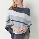 Barefoot Dreams Grey Striped Ocean Breeze Poncho Photo 0