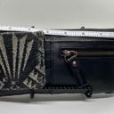 Pendleton  Black Leather Zip Wallet Clutch Wristlet Wool Accent 4.5 × 9" Photo 1