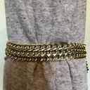 None Gold Chainlink and Silver Leather Twist  Womens Belt 38 inches long Buckle Disco Photo 3