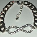 infinity Silver Tone Chain  CZ Pave 7” Bracelet Photo 0