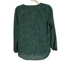 West Kei  Green Long Sleeve Button Down Speckled Flowy Blouse Size Small Photo 2