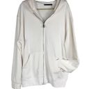 Naked Wardrobe  Pocketed Full Zip Front Hooded French Terry Sweatshirt White SzXL Photo 2