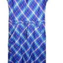 Patagonia  Size 6 Dress Blue Purple Plaid Midi Long Short Sleeve Shift 1135 Photo 0