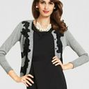 CAbi  Applique Cardigan style 100 Gray Black Crochet Cotton Button Down Sweater S Photo 3