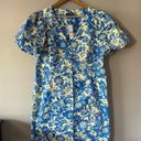 J.Crew  Button-Front Puff-Sleeve Mini Dress in Blue Floral Twill Size 16 NEW Photo 1