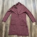 J.Jill  Long Cardigan Sweater Duster Burgundy Red Knit One Button Cardigan Small Photo 9