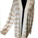 Talbots  Plus Size Cream White Striped Stretch Knit Long Sleeve Sweater Cardigan Photo 0